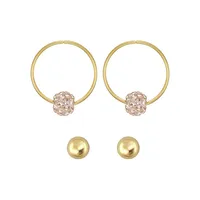 2-Piece 10K Yellow Gold & Cubic Zirconia Earrings Set