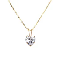 10K Gold Cubic Zirconia Heart Pendant Necklace