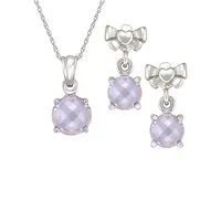 Sterling Silver & Cubic Zirconia Drop Earrings & Pendant Necklace Set