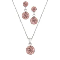 Antique Rose Sterling Silver Necklace & Earrings Set