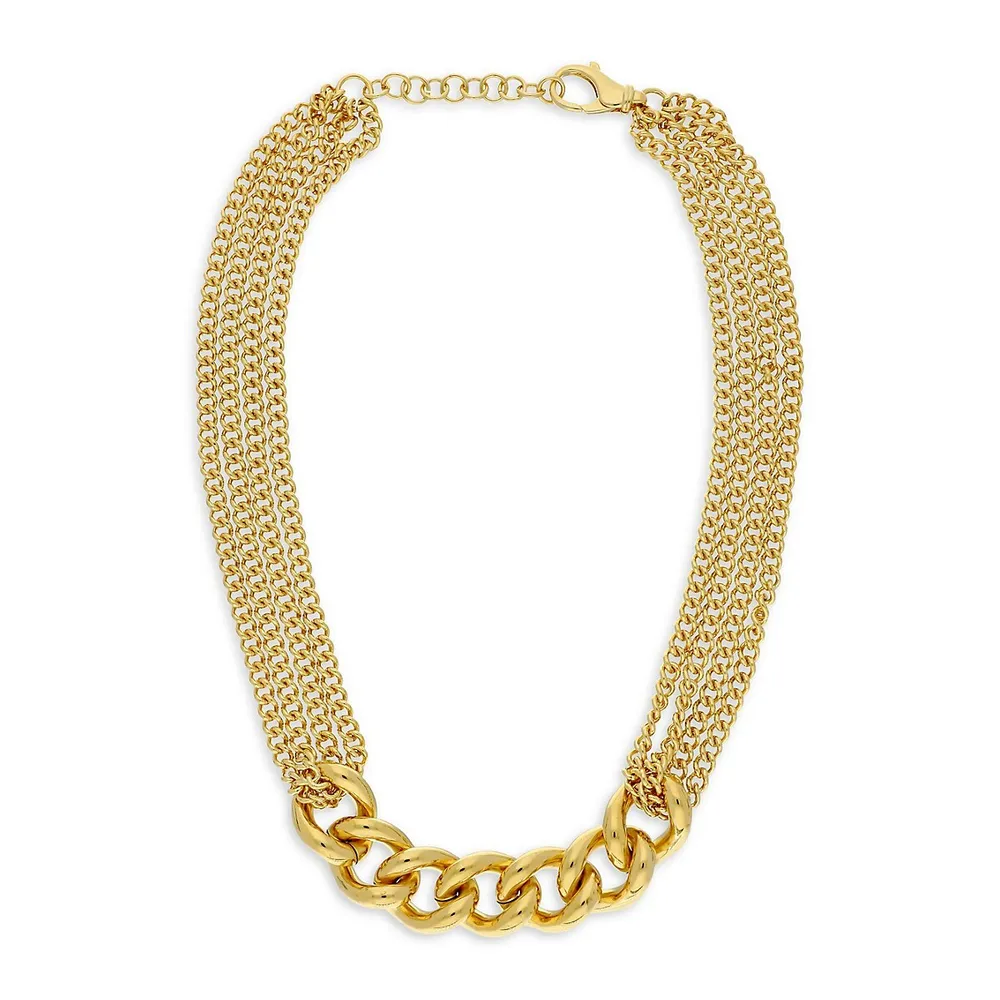 18K Gold Plated Chunky Link & Multistrand Chain Necklace