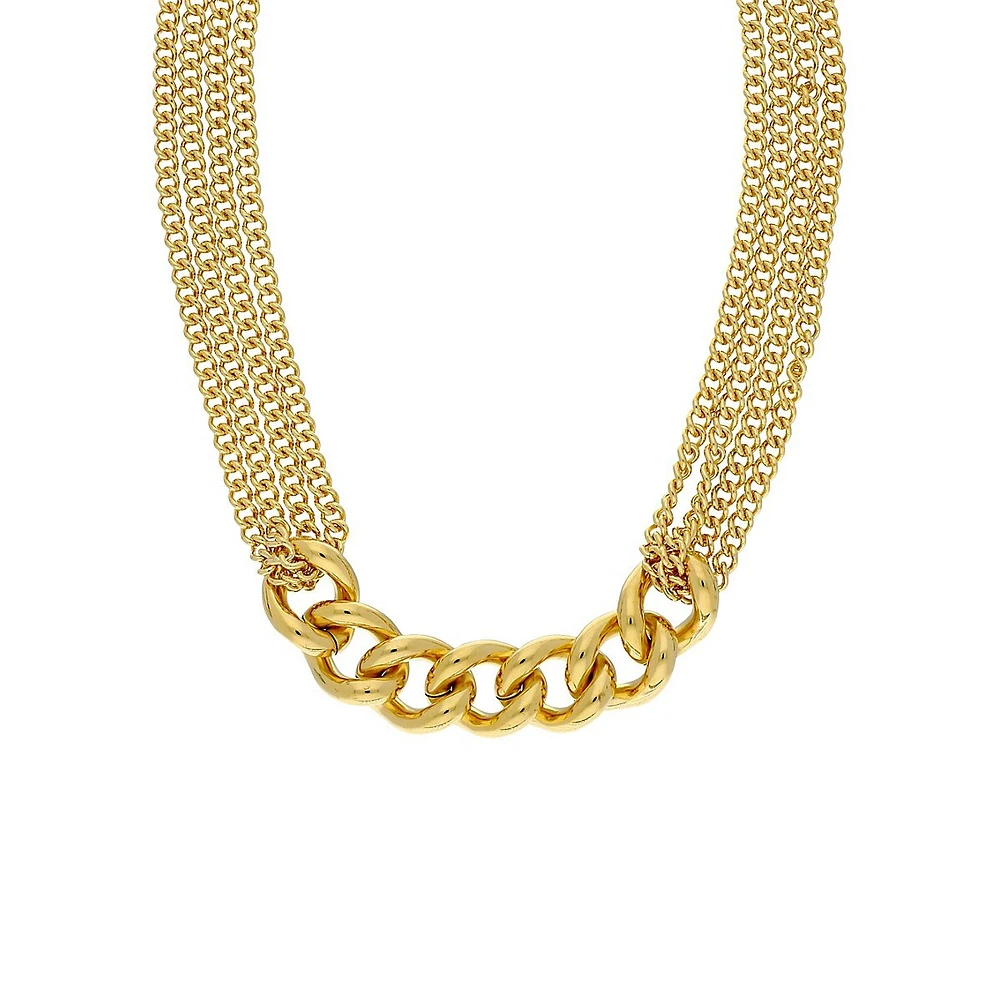 18K Gold Plated Chunky Link & Multistrand Chain Necklace