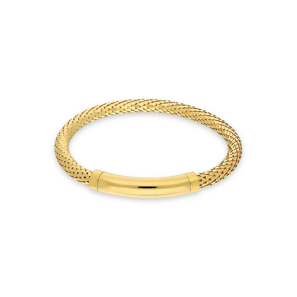 18K Goldplated Diamond-Cut Mesh Bracelet