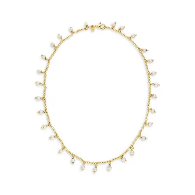 18K Goldplated & 3MM Faux-Pearl Necklace