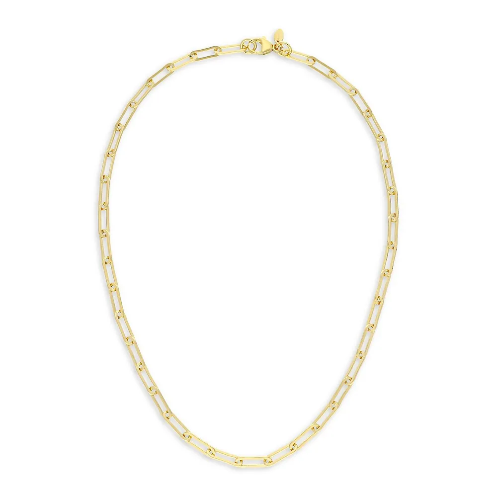 18K Goldplated Paper Clip Link Chain Necklace