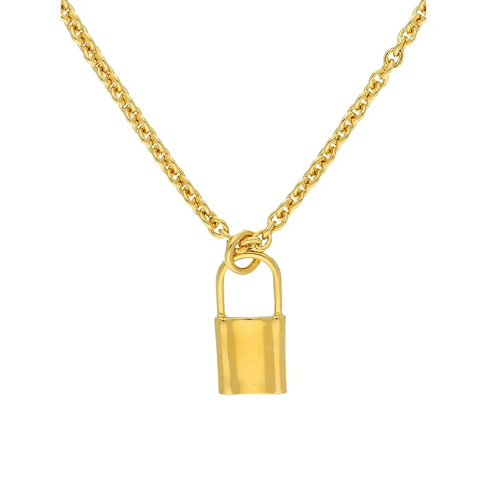 18K Goldplated Lock Pendant Necklace