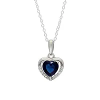 Collier à pendentif en cœur bleu en argent sterling avec zircons cubiques, 46 cm