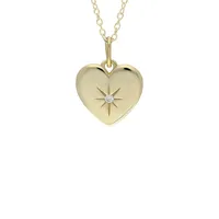 14K Gold E-Coating Sterling Silver Heart Pendant Necklace