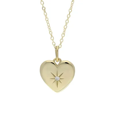 14K Gold E-Coating Sterling Silver Heart Pendant Necklace