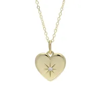 14K Gold E-Coating Sterling Silver Heart Pendant Necklace