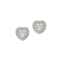 Sterling Silver & Cubic Zirconia Heart Stud Earrings