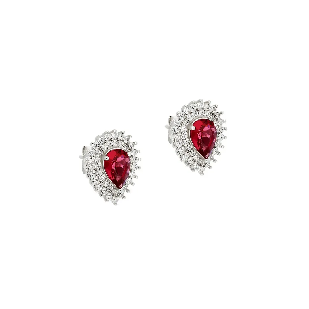 Sterling Silver Cubic Zirconia Cubic Zirconia Embellished Stud Earrings