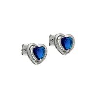 Sterling Silver & Cubic Zirconia Heart Stud Earrings