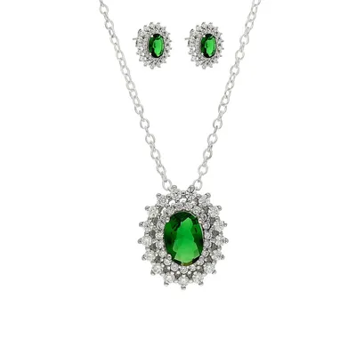 2-Piece Sterling Silver & Cubic Zirconia Necklace & Earrings Set