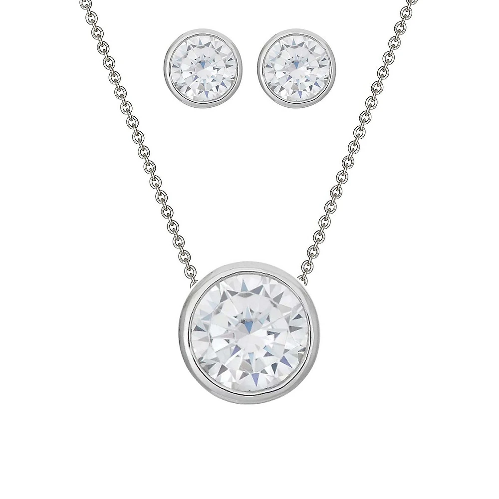 3-Piece Sterling Silver & Cubic Zirconia Necklace & Earrings Set