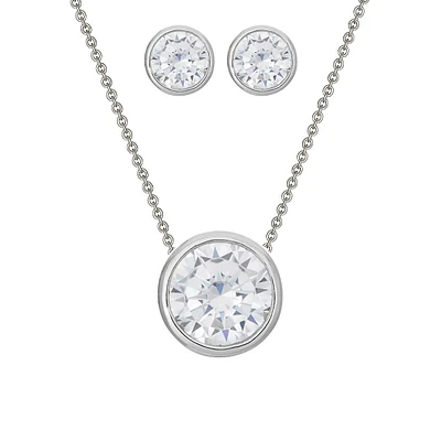 3-Piece Sterling Silver & Cubic Zirconia Necklace & Earrings Set