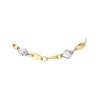 10K Two-Tone Gold Hammered Station Bracelet