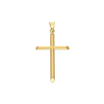 Pendentif uni en forme de croix en or jaune 10 ct