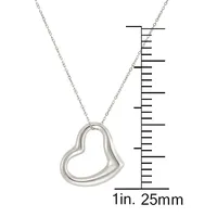 10K White Gold Floating Heart Pendant Necklace