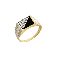 Men's 10K Yellow Gold & Rectangle Onyx Signet Ring