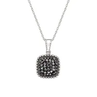 Sterling Silver, Marcasite & Hematite Crystal Drop Earrings & Pendant Necklace Set