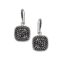 Sterling Silver, Marcasite & Hematite Crystal Drop Earrings & Pendant Necklace Set