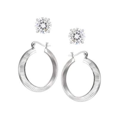 2-Piece Sterling Silver Earrings Set