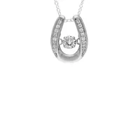 Sterling Silver & Cubic Zirconia Dancing Stone Horseshoe Pendant Necklace