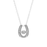 Sterling Silver & Cubic Zirconia Dancing Stone Horseshoe Pendant Necklace