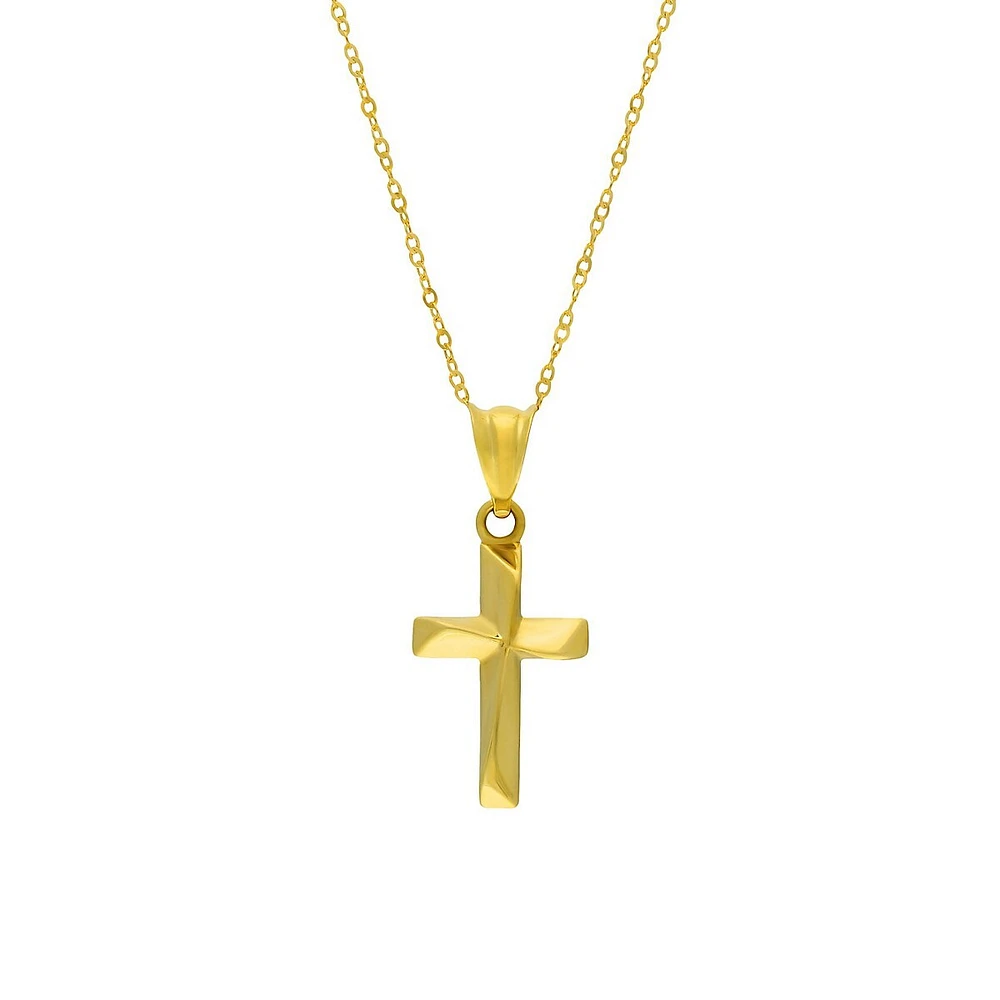 Collier à pendentif de croix en or jaune 10 ct