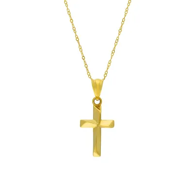 Collier à pendentif de croix en or jaune 10 ct