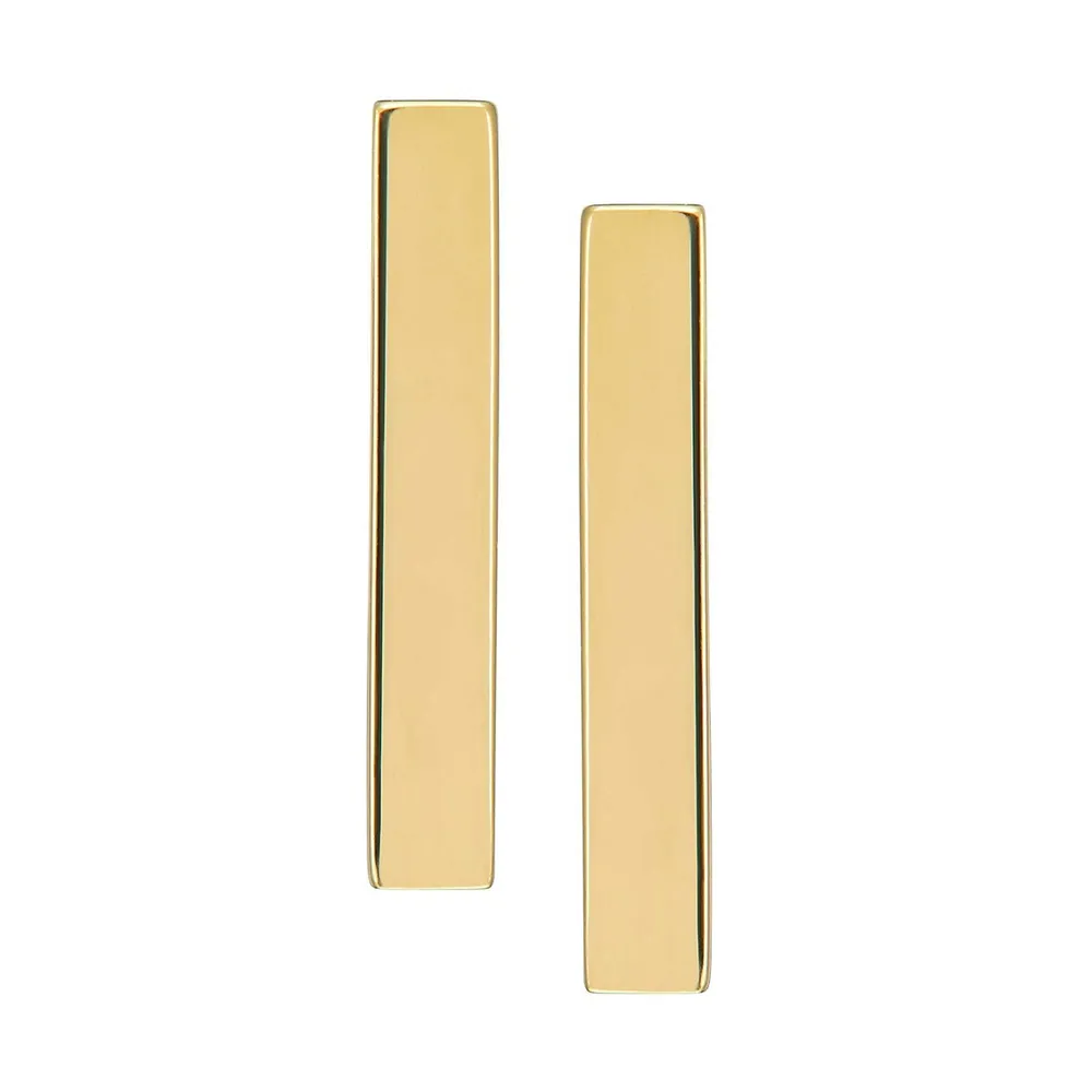 10K Yellow Gold Bar Stud Earrings