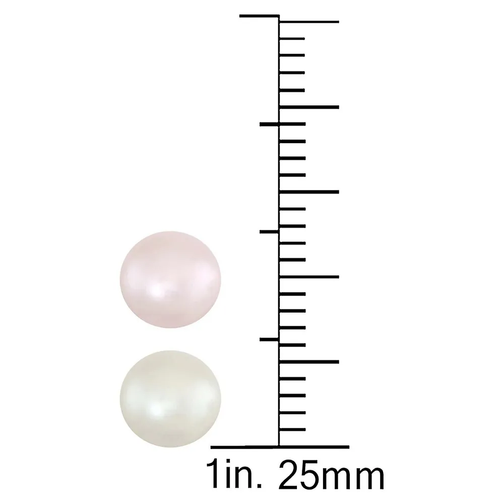 2-Pair Sterling Silver & Pearl Stud Earrings Set