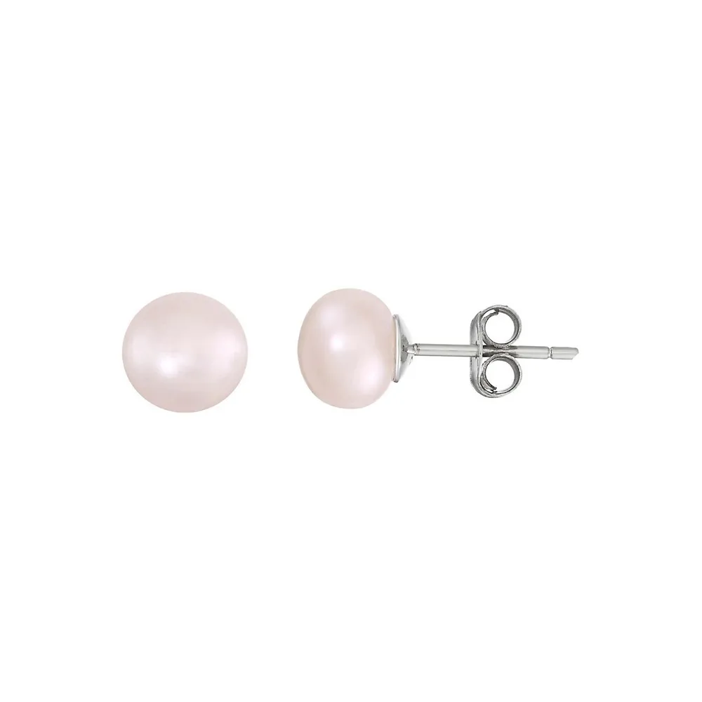 3-Piece Sterling Silver & 5MM Pink Freshwater Pearl Necklace And Stud Earrings Set