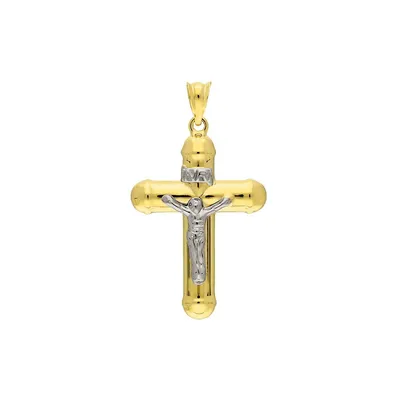 10K Two-Tone Gold Crucifix Pendant