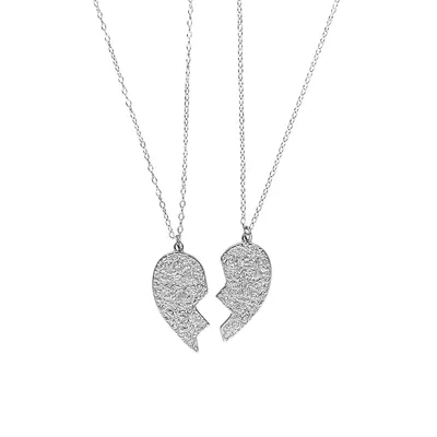2-Piece Sterling Silver Friendship Necklace Set