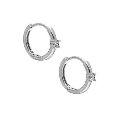 Sterling Silver & Cubic Zirconia Huggie Hoop Earrings