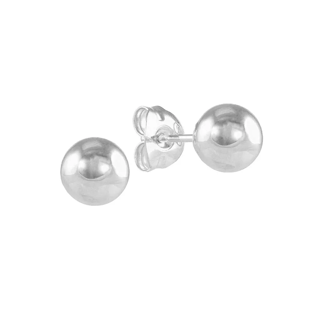 Pair of 925 Sterling Silver Dainty Ball Minimal Earring Studs