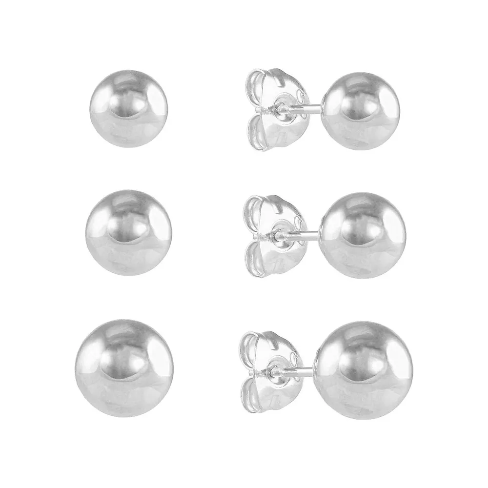 Pair of 925 Sterling Silver Dainty Ball Minimal Earring Studs