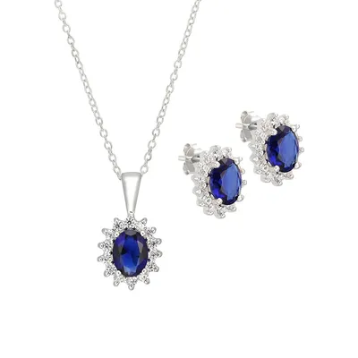 3-Piece Sterling Silver & Cubic Zirconia Necklace & Earring Set