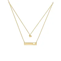 10K Yellow Gold Heart Pendant Layered Necklace