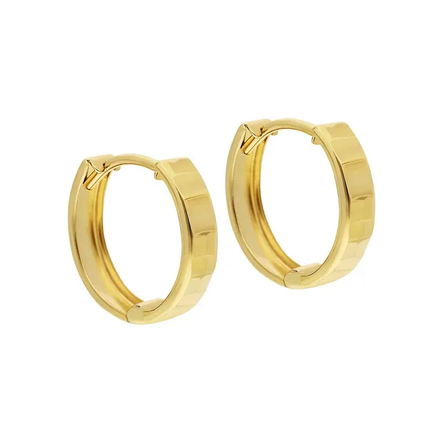 Men's 13.0mm Huggie Hoop Earrings in 10K Gold