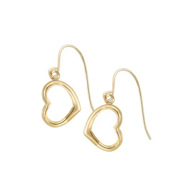 10K Yellow Gold Open-Heart Drop Earrings