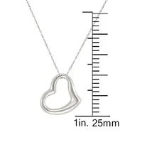 10K White Gold Floating Heart Pendant Necklace