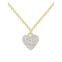 10K Two-Tone Goldplated Sterling Silver & Cubic Zirconia Heart Necklace