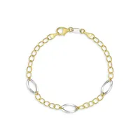 10K Two-Tone Goldplated Sterling Silver Fancy-Link Bracelet