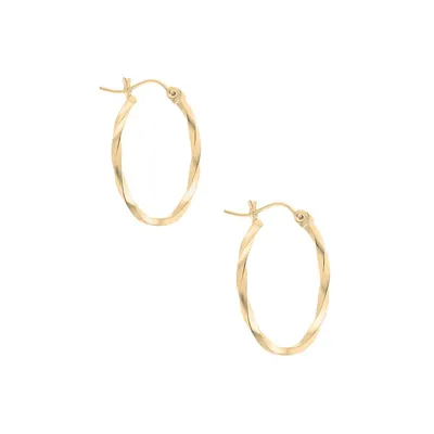 14K Yellow Gold & Sterling Silver Hoop Earrings