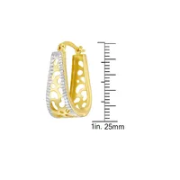 10K Two-Tone Goldplated Sterling Silver Cutout Huggie Hoop Earrings