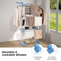 4-tier Folding Clothes Drying Rack With Rotatable Side Wings & Collapsible Shelves
