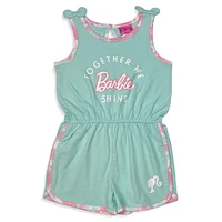 Little Girl's Bow-Trim Screen-Print Romper